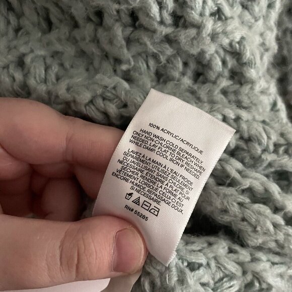 Express Women S Light Blue Open Stitch Chunky Knit Oversized Cowl Neck Sweater - Picture 10 of 10